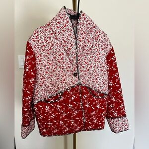 Floral Red Women's quilted Jacket